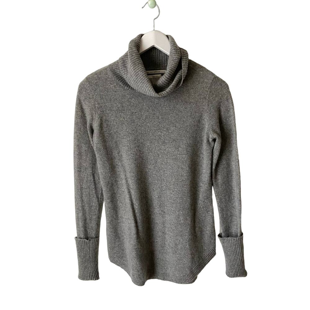 Max Studio Gray 100% 2-Ply Cashmere Turtleneck Sweater Size XS